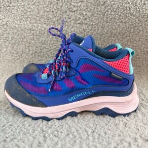 Merrell Moab Speed Low Waterproof Hiking Shoes Kids Size 13 Blue Pink Boots